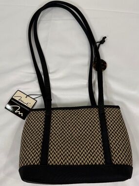 Vintage Marlo Rattan Straw Woven Handbag Structured Resort Coastal Shoulder Bag